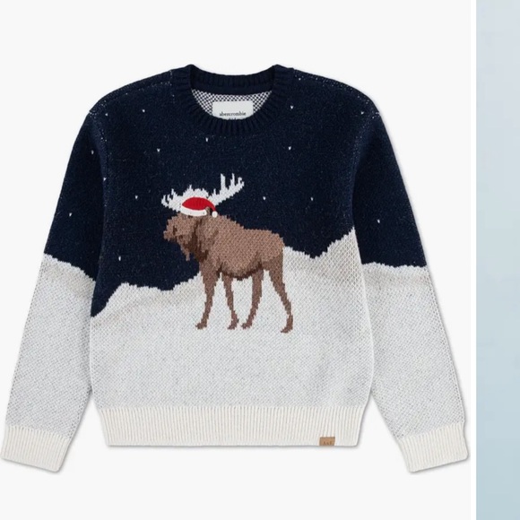 Abercrombie Kids Holiday Moose Crew Sweater Navy Christmas Knit Size 13/14 - Picture 2 of 10